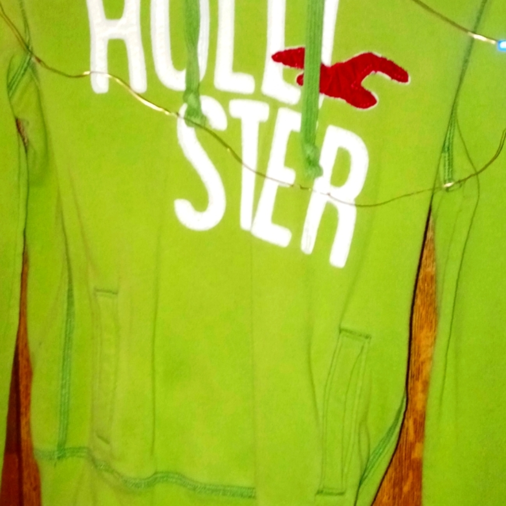 Hollister hoodie lime green size medium
